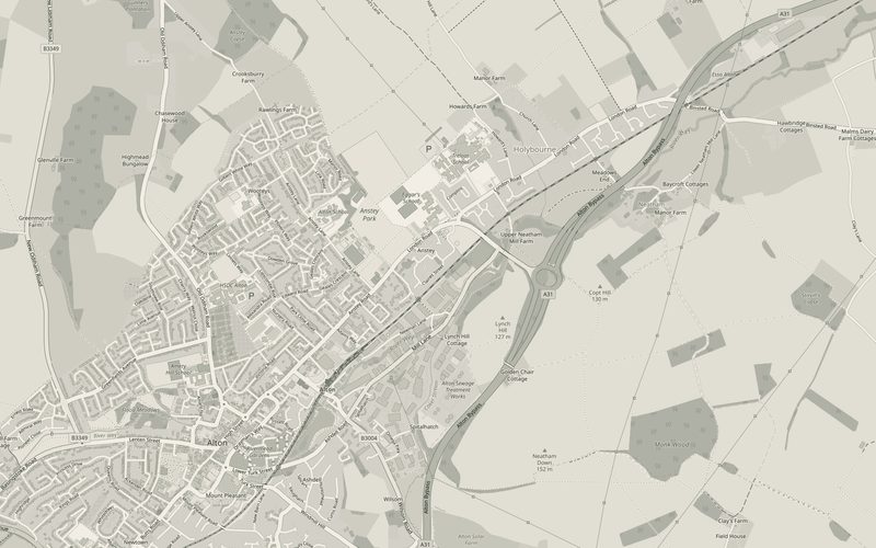 Map of Holybourne and the neighbouring town of Alton